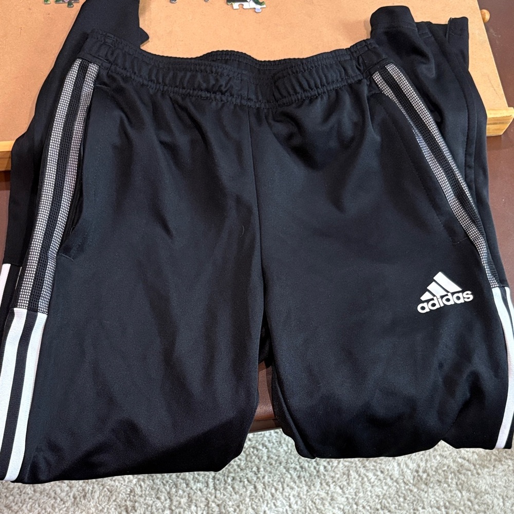 Men’s Adidas Black Joggers with White Stripes